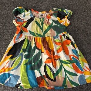 Tea Collection Girls' Multicolor Tropical Leaf Dress